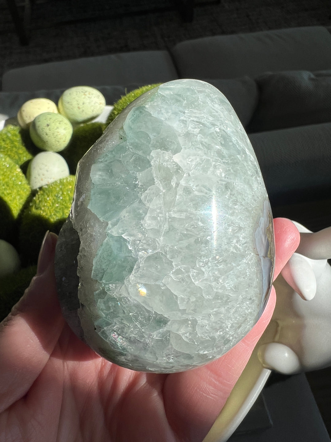 Quartz Agate Egg with green | 452g