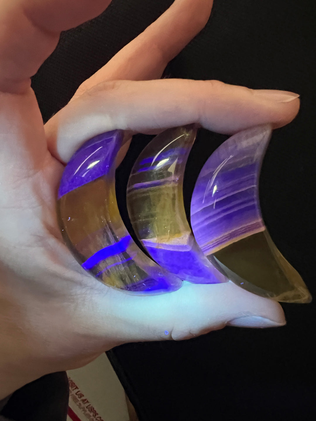 Yellow Fluorite Moon | Random Selection | UV Reactive