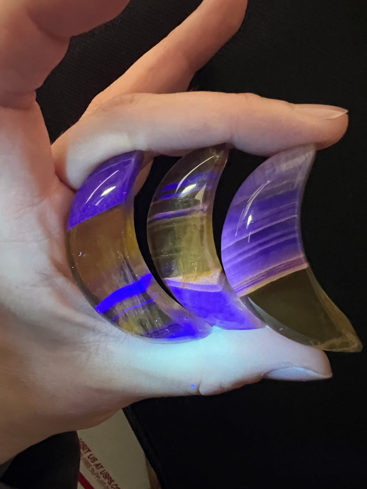 Yellow Fluorite Moon | Random Selection | UV Reactive