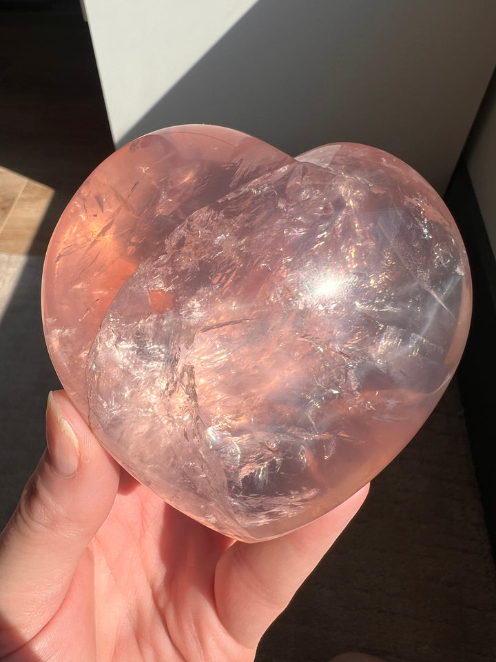 Glowing star Rose Quartz heart | 489g