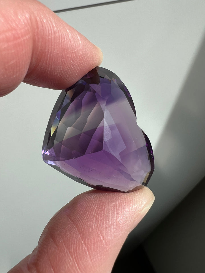 High Grade Faceted Amethyst Heart | 77 carats with Unique Zoning