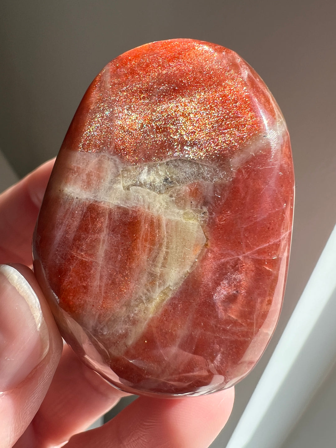Tanzania Red Sunstone Palmstone (8) | 70.6g