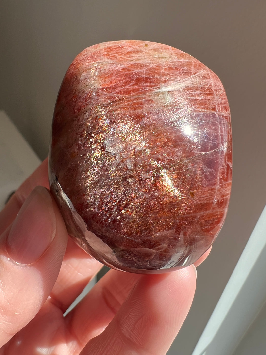 Tanzania Red Sunstone Palmstone (6) | 101.5g