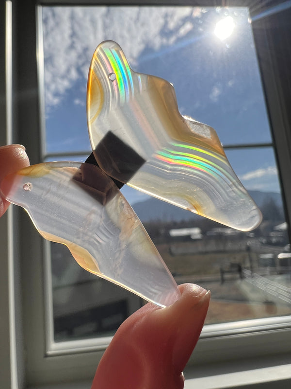 Iris Agate Drilled Butteryfly Wings (24)