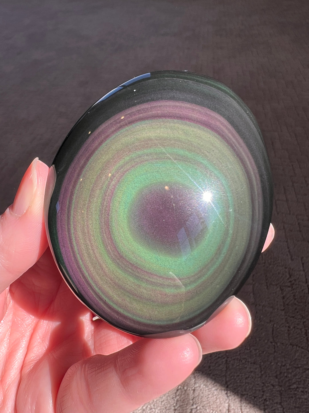 Rainbow Obsidian Palmstone (9) | 129.3g