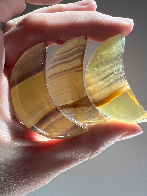 Yellow Fluorite Moon | Random Selection | UV Reactive