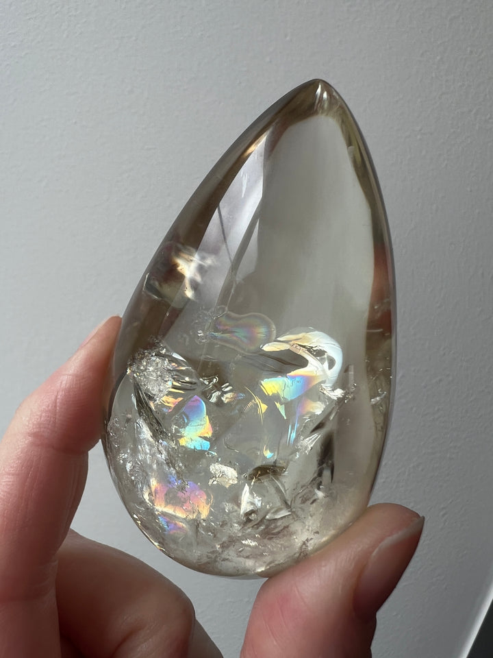 Rainbow Clear Quartz Palmstone | 119g