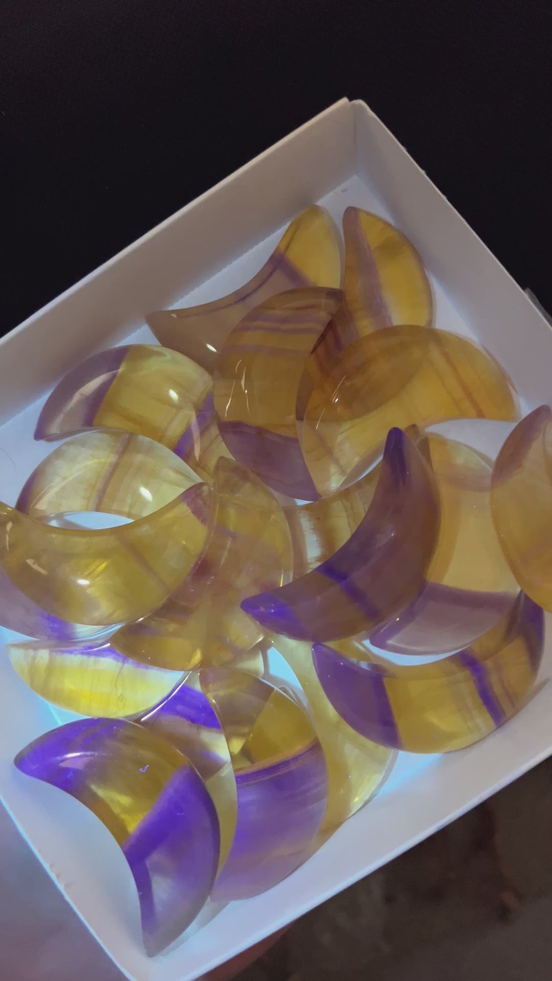 Yellow Fluorite Moon | Random Selection | UV Reactive