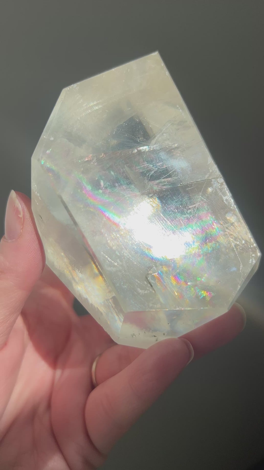 Rainbow Filled Optical Calcite Freeform | 525.4g