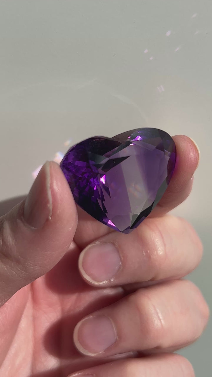 High Grade Faceted Amethyst Heart | 77 carats with Unique Zoning