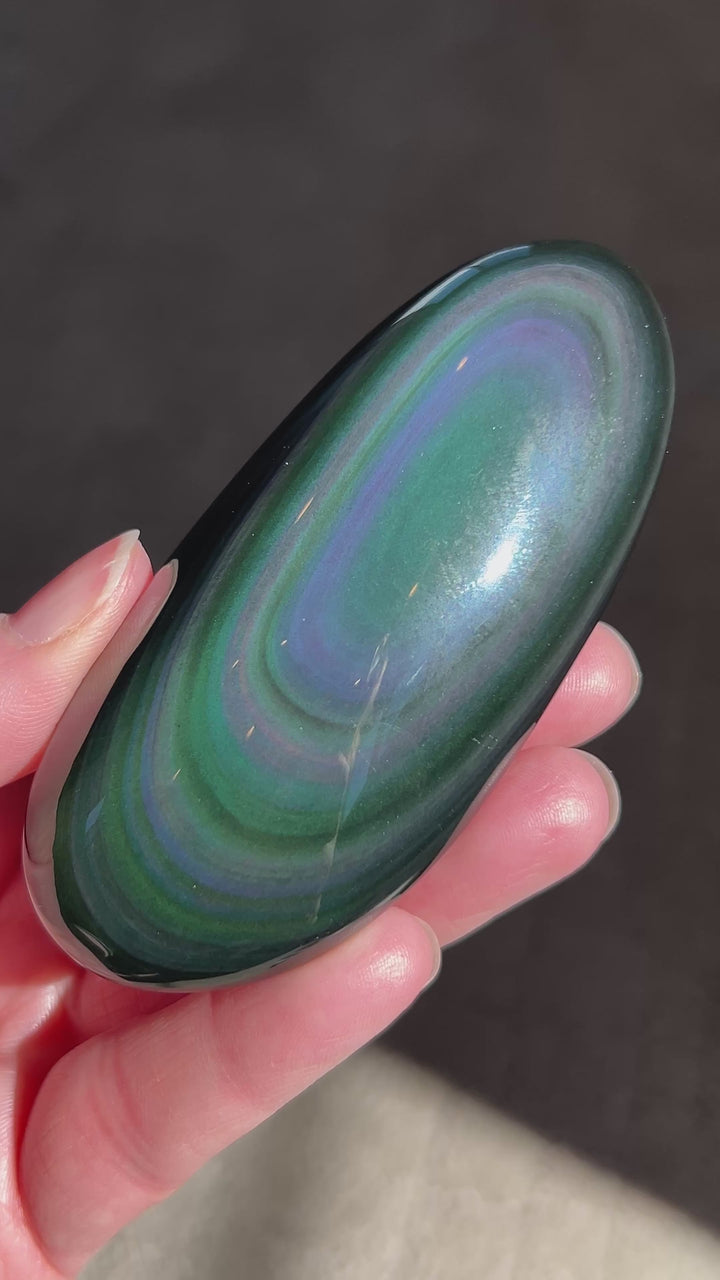 Rainbow Obsidian Palmstone (4) | 121.2g
