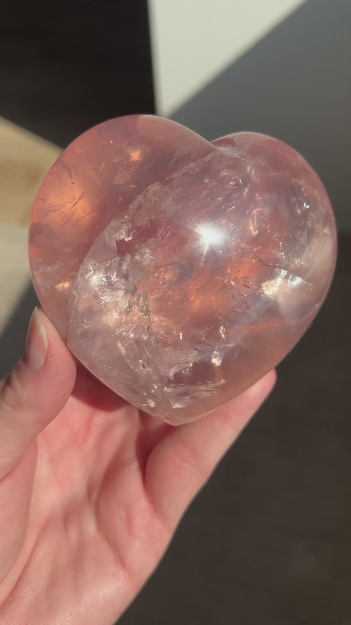 Glowing star Rose Quartz heart | 489g