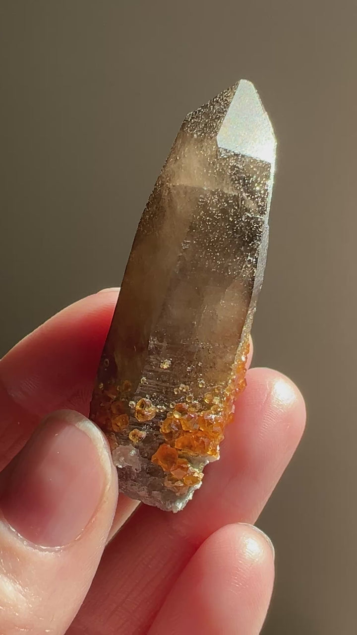 Spessartine Garent on Smoky Quartz | 27.8g