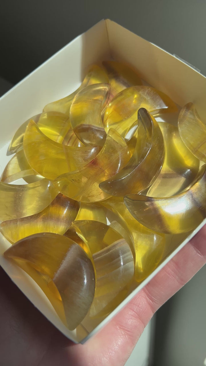 Yellow Fluorite Moon | Random Selection | UV Reactive