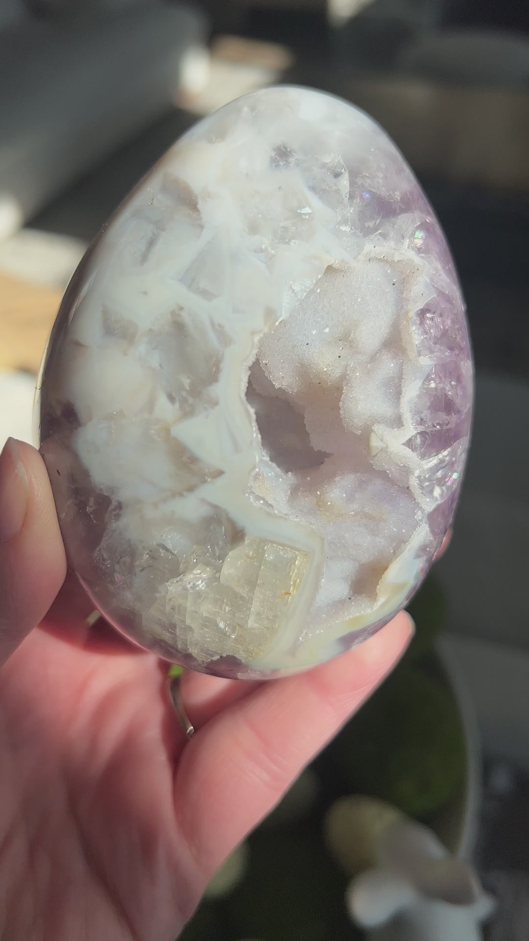 Amethyst Egg with Sugar Druzy